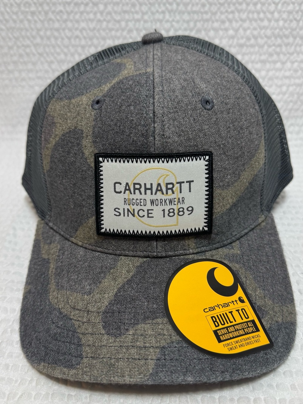 Carhartt Gray Camo Patch Trucker Cap - Rugged Workwear